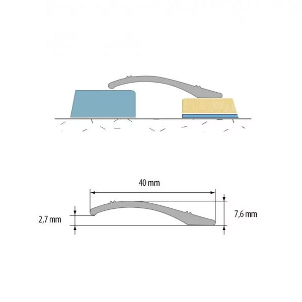 Self-Adhesive Anodised Aluminium Door Floor Bar Trim ThresholdRamp