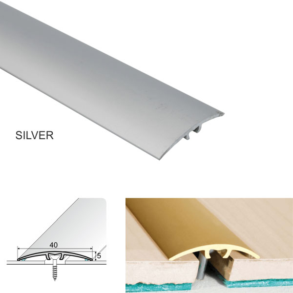Silver 40mm Anodised Aluminium Door Threshold for connecting wooden