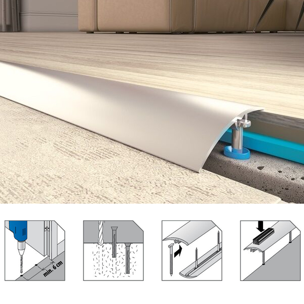 Silver Almunium Door Bars Threshold Strip Transition Trim Laminate Tiles