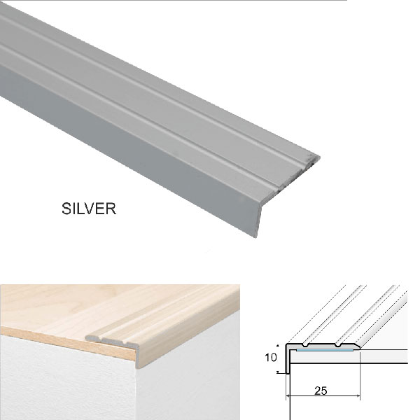 Silver Aluminium Anti Non Slip Stair Edge Nosing