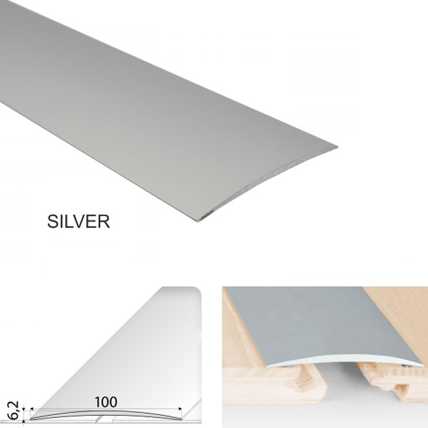 SilverAluminium Self Adhesive Door Threshold Floor Trim for wooden, laminate, vinyl, Tiled Floors