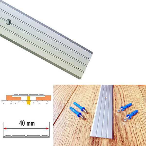 SilverAluminiumDrilledFlutedFloorThresholdRailforWoodenFloors