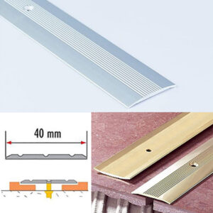 SilverAluminiumGroovedFloorTrim38mmForJoinedCarpets