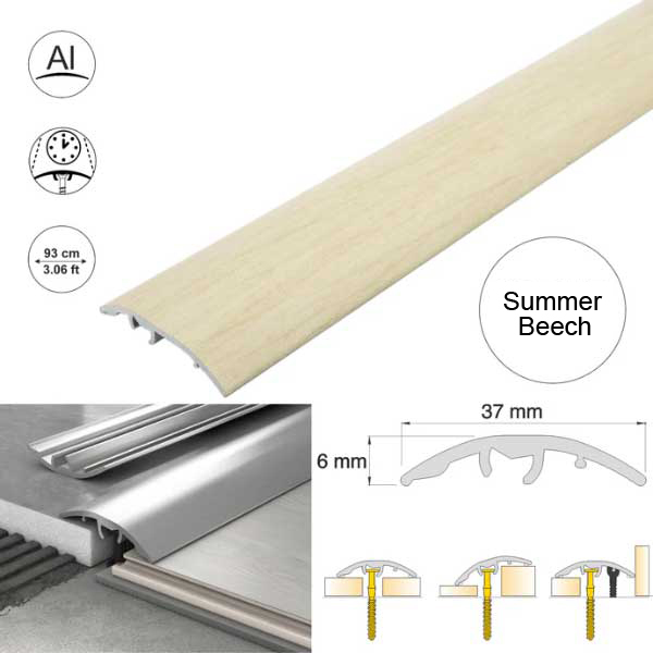 Summer Beach 37mm Multi-Purpose Aluminium Floor Wood Effect Transition Strip