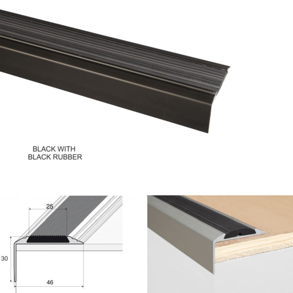 Aluminium Self Adhesive Anti Slip Stair Nosing Edge Trim with Rubber Insert - Image 4