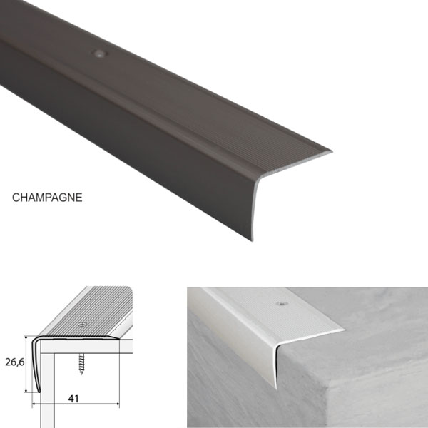 champagne Non Slip Aluminium Stair Nosing for Wooden Stair Treads