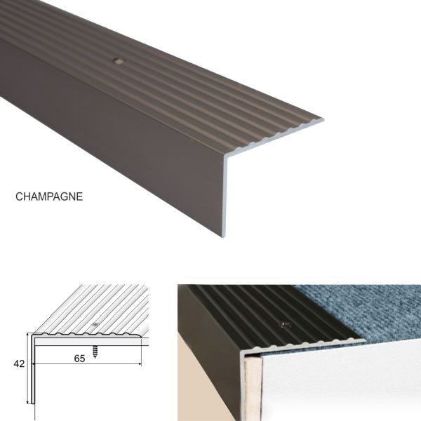 champagneNon Slip Heavy Duty Aluminum Stairs Nosing For Stair Treads