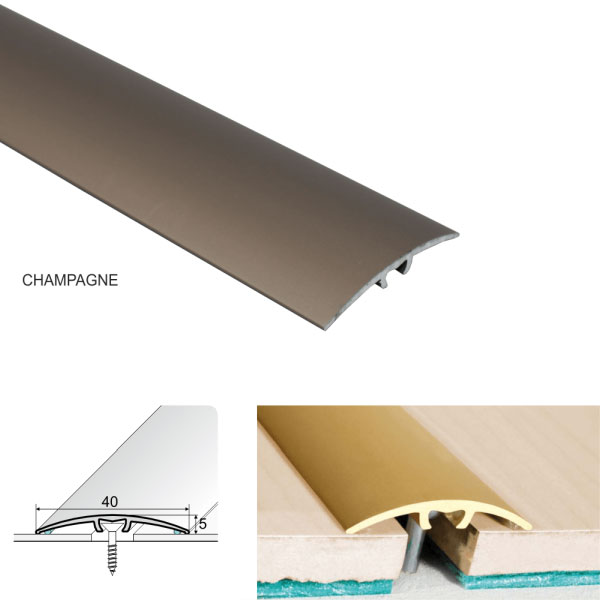 chmapagne 40mm Anodised Aluminium Door Threshold for connecting wooden