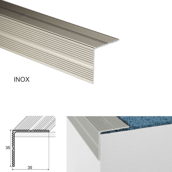 inoxSelfAdhesiveAluminiumStairNosingforEdgeProtection