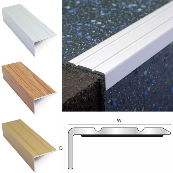 25 x 10mm Aluminium Self Adhesive Non Slip Stair Nosing