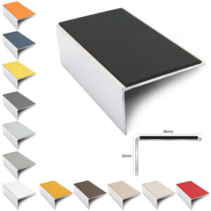 56mm x 32mm Aluminium Stair Nosing with Non-Slip PVC Insert