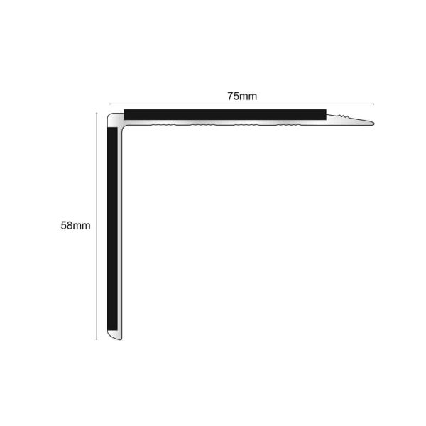 Aluminium Stair Nosing 75mm x 58mm Anti Slip PVC Insert - Image 2