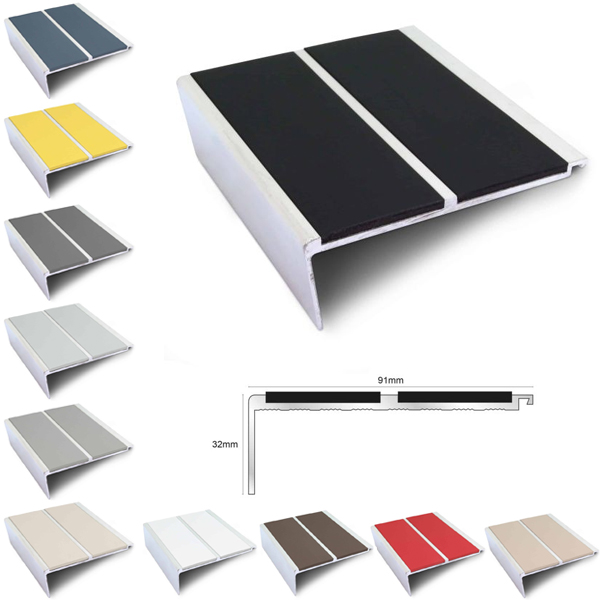 91mm x 32mm Commercial Stair Nosing – Non Slip PVC Edge Trim