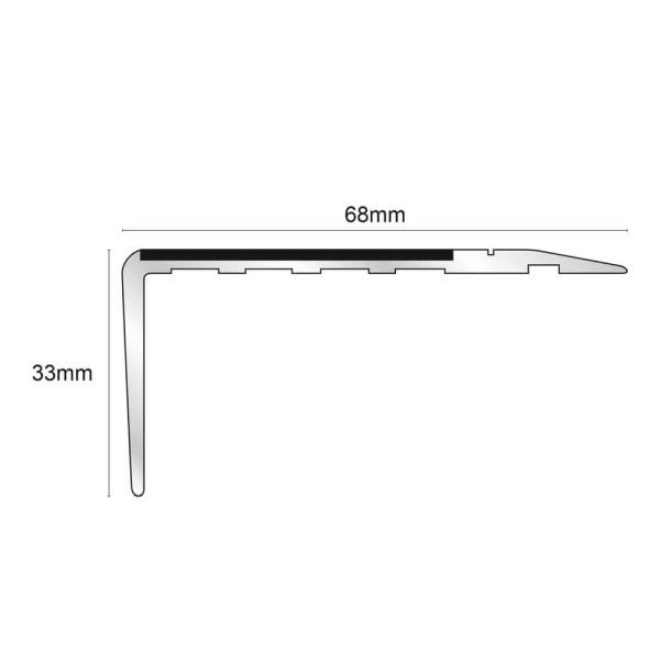 Aluminium Stair Nosing Edge Trim with Non Slip PVC 68x33mm - Image 2