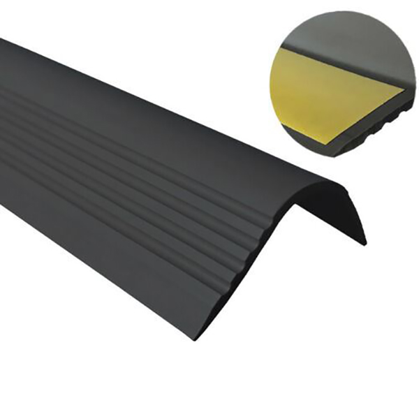 Anti Slip Bullnose Stair Nosing Rubber Angle Step Edge PVC Self Adhesive Black
