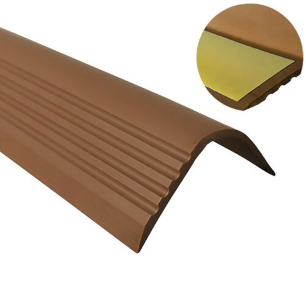 Anti Slip Bullnose Stair Nosing Rubber Angle Step Edge PVC Self Adhesive Brown