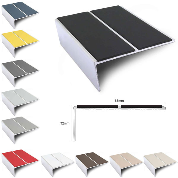 Anti-Slip Commercial Stair Nosing 85mm x 32mm – Aluminium Edge Trim