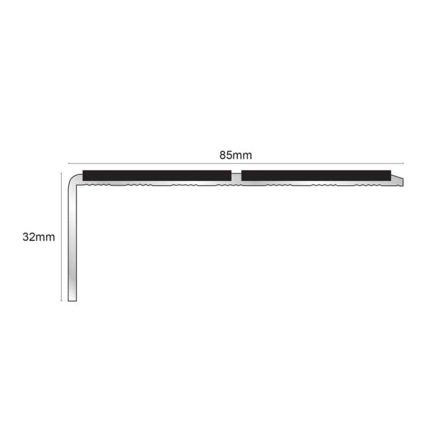 Anti-Slip Commercial Stair Nosing 85mm x 32mm – Aluminium EdgeTrim