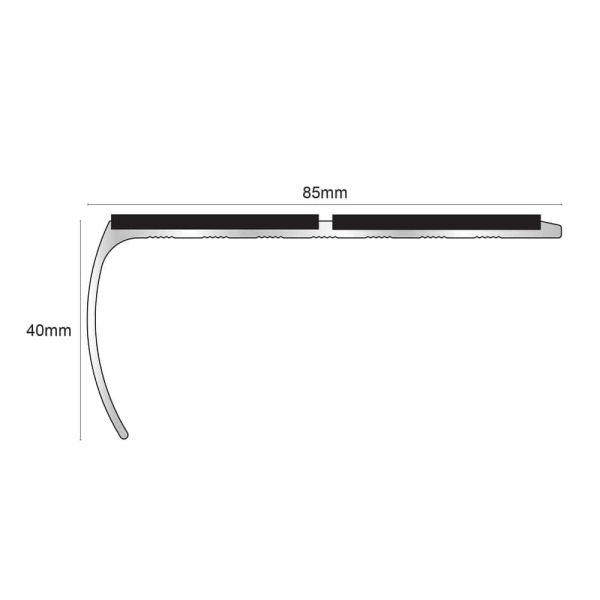 Anti Slip Commercial Stair Nosing Aluminium Edge Trim With Pvc Insert 87x40mm