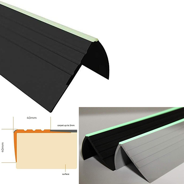 Anti-Slip PVC Bullnose Stair Nosing – Rubber Angle Edge Trim Black