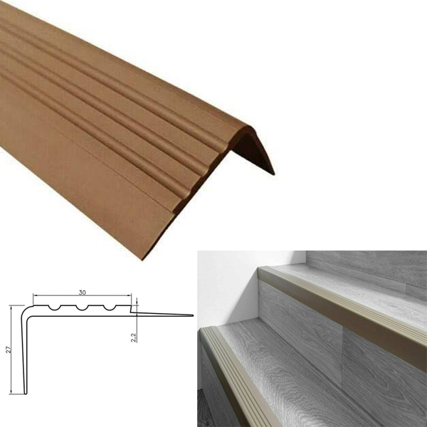 Anti-Slip Rubber Stair Nosing – Bullnose Angle Step Edge Protector Brown