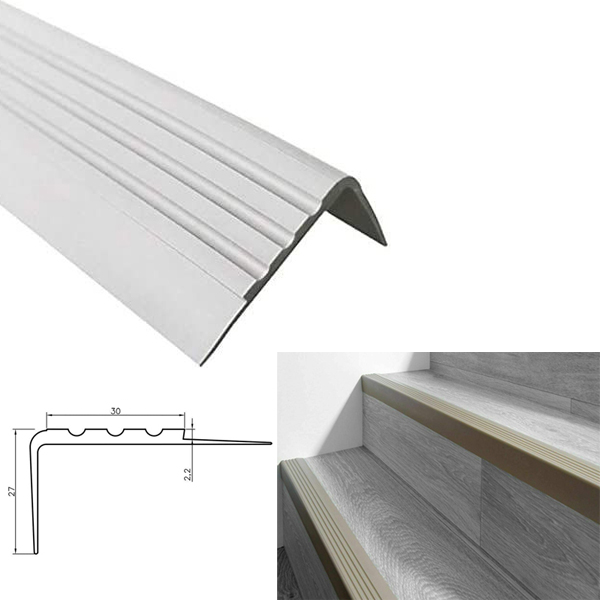Anti-Slip Rubber Stair Nosing – Bullnose Angle Step Edge Protector Grey