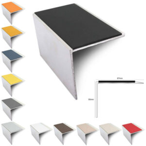 Anti Slip Stair Nosing 67mm x 55mm Aluminium Edge Trim with PVC