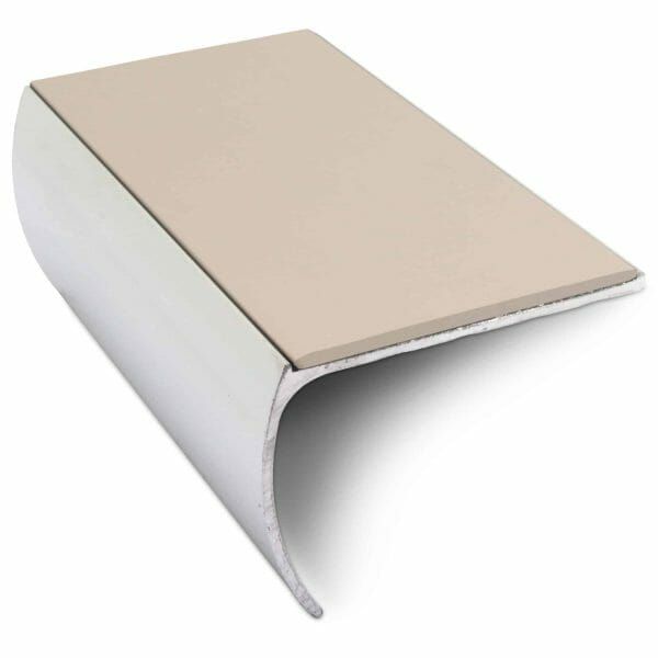 Beige Aluminium Non Slip Commercial Stair Nosing Bullnose Edge Trim With Pvc Insert 57 x 40mm