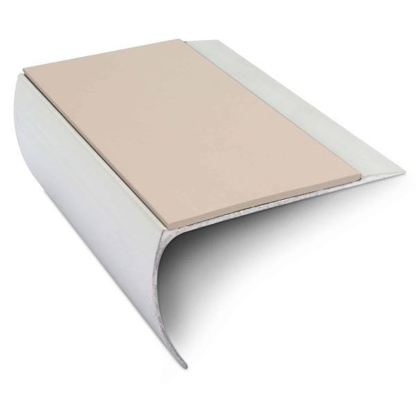 Beige Aluminium Non Slip Commercial Stair Nosing Edge Trim With Pvc Insert 69 x 40mm