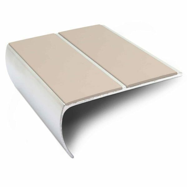 Beige Anti Slip Commercial Stair Nosing Aluminium Edge Trim With Pvc Insert 87 x 40mm