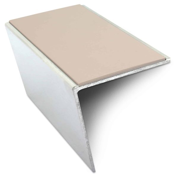 Beige Commercial Stair Nosing 57 x 55mm PVC Insert Aluminium Anti Slip Trim
