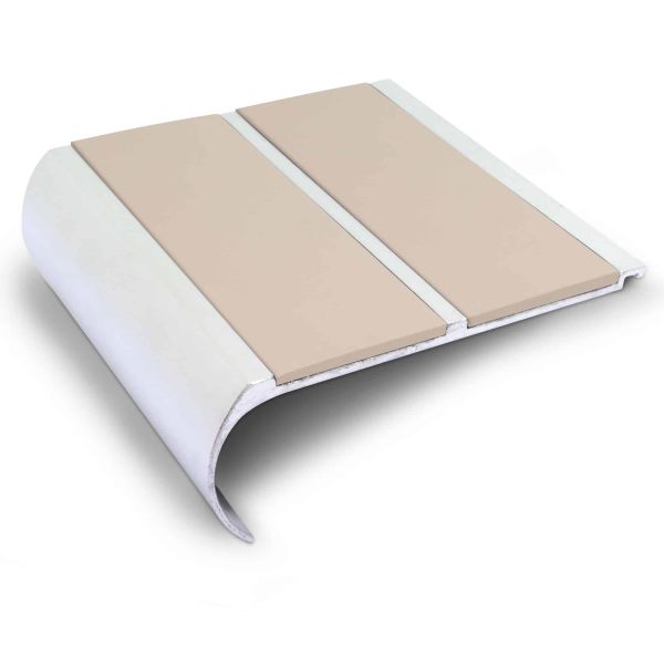 Beige Commercial Stair Nosing 91mm x 35mm Non Slip PVC Insert Bullnose Stair Nosing Edge