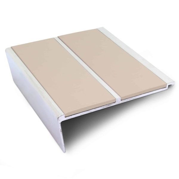 Beige Commercial Stair Nosing 93mm x 32mm Non Slip PVC Insert Stair Nosing Edge Trim