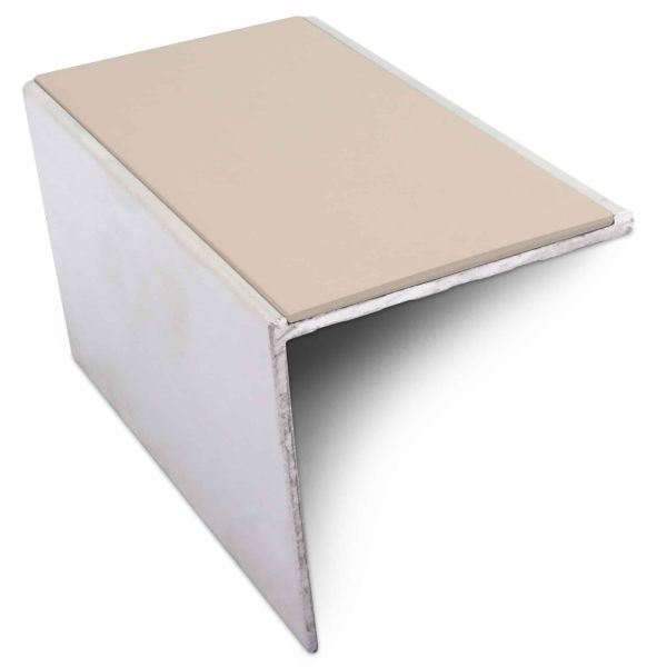 Beige DDA Compliant Aluminium Non Slip Commercial Stair Nosing Edge Trim With Pvc Insert 56 x 55mm