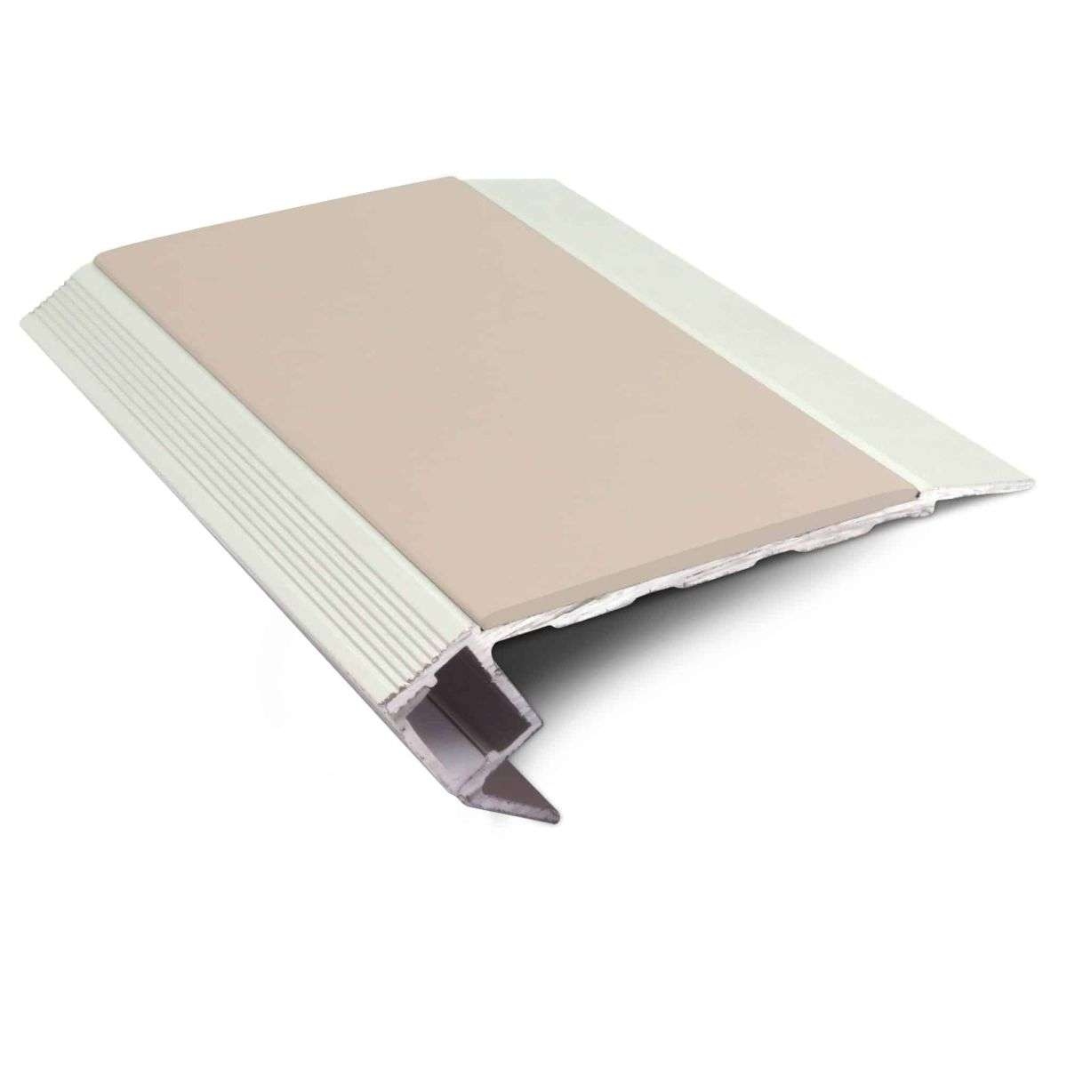 Beige Light Down Aluminium Non Slip Stair Nosing 76.5 x 26mm with LED Lighting Edge Trim