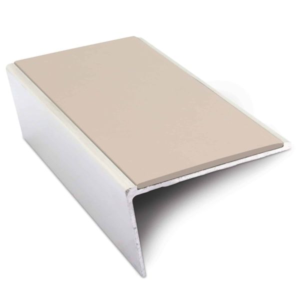 Beige Non Slip Aluminium Stair Nosing 57mm x 32mm Commercial PVC Trim