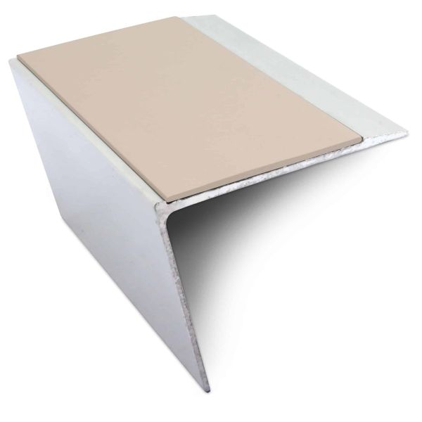 Beige Non Slip Stair Nosing 67mm x 55mm Edge Trim With Pvc Insert Aluminium DDA Compliant