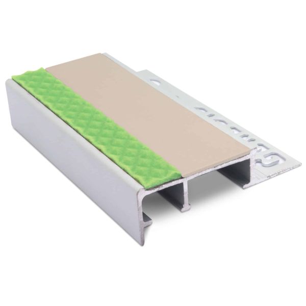 Beige Slimline Ceramic Tile-In Stair Nosing – 10mm Non Slip Commercial