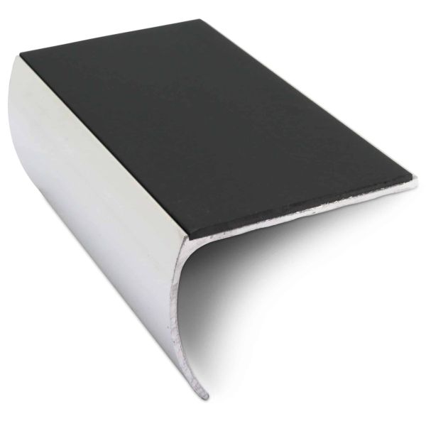 Black Aluminium Non Slip Commercial Stair Nosing Bullnose Edge Trim With Pvc Insert 57 x 40mm