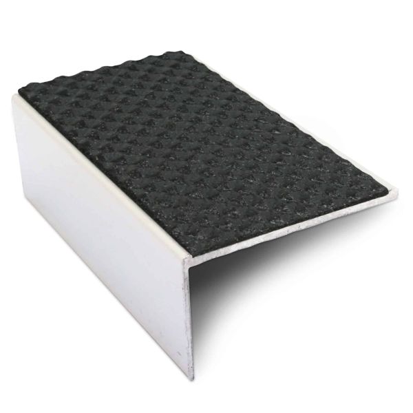 Black Aluminium Non Slip Stair Nosing Edge Trim With PVC Insert 56 x 32 mm