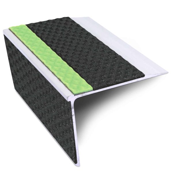Black Aluminium Stair Nosing 75mm x 58mm Edge Trim With Non Slip Pvc Insert DDA Compliant