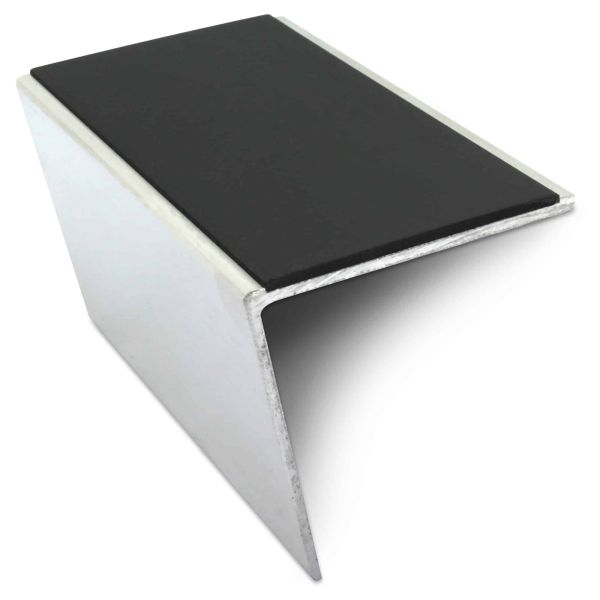 Black Commercial Stair Nosing 57 x 55mm PVC Insert Aluminium Anti Slip Trim