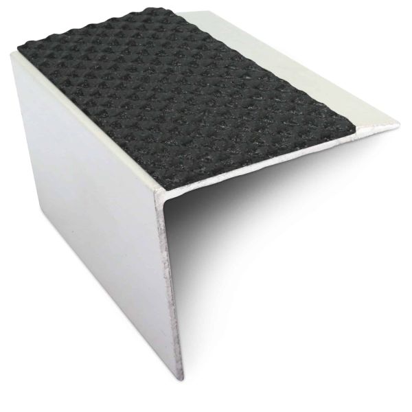 Black Commercial Stair Nosing Anti Slip Edge Trim With Pvc Insert Aluminium 67 x 55mm