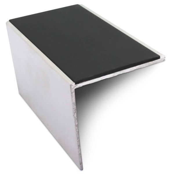 Black DDA Compliant Aluminium Non Slip Commercial Stair Nosing Edge Trim With Pvc Insert 56 x 55mm
