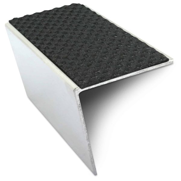 Black DDA Compliant Aluminium Non Slip Commercial Stair Nosing Edge Trim With Pvc Insert 57 x 55mm