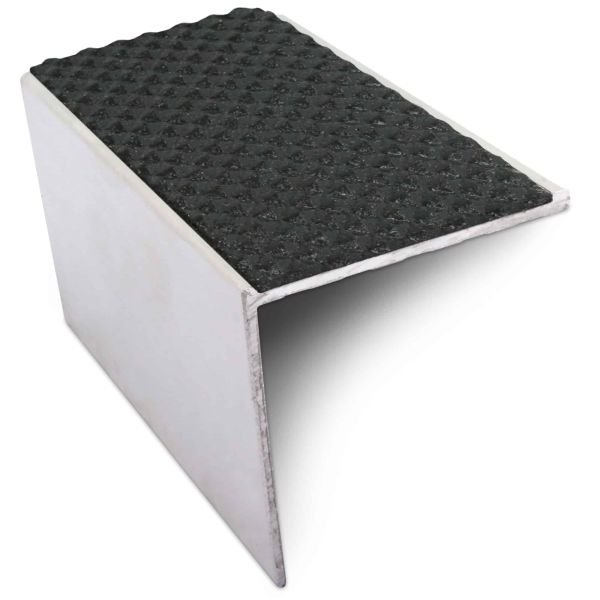Black DDA Compliant Aluminium Stair Nosing Edge Trim Non Slip With Pvc Insert 56 x 55mm