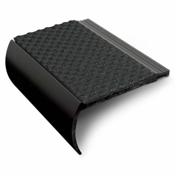 Black Heavy Duty PVC Non Slip Tredsafe 72 x 38mm Hard Nose Commercial Stair Nosing