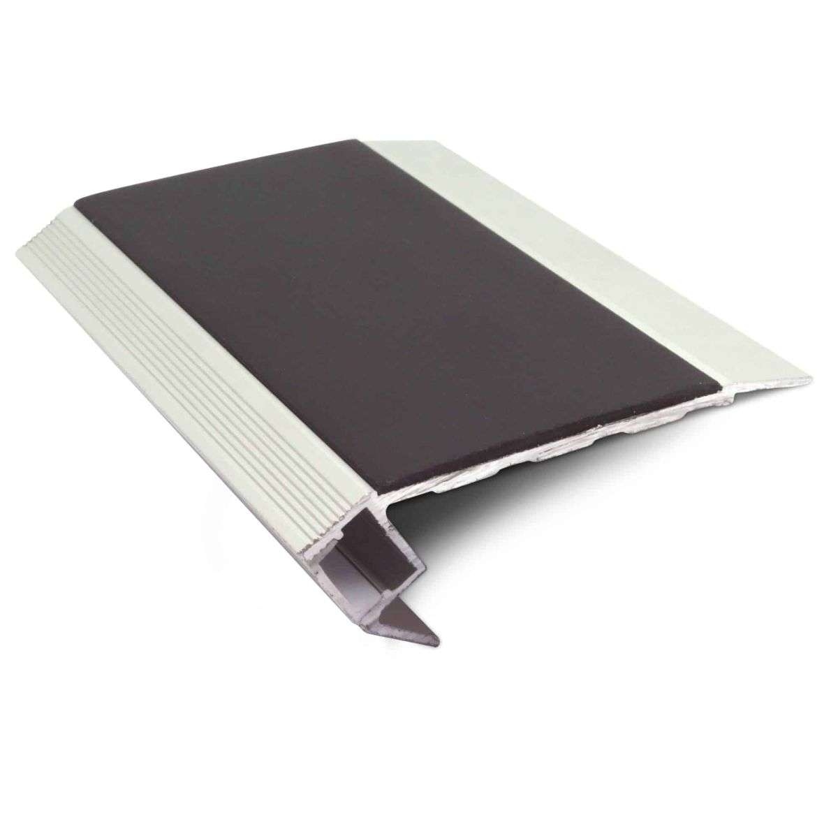 Black Light Down Aluminium Non Slip Stair Nosing 76.5 x 26mm with LED Lighting Edge Trim