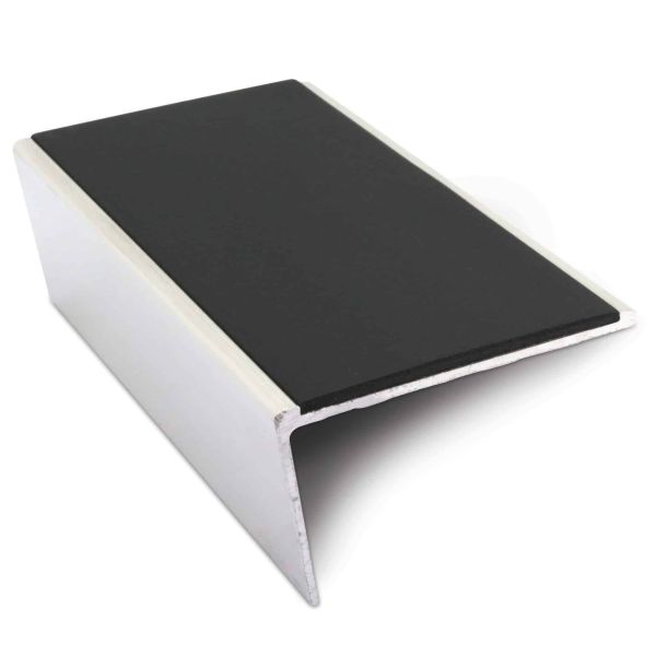 Black Non Slip Aluminium Stair Nosing 57mm x 32mm Commercial PVC Trim
