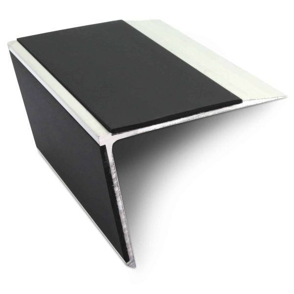 Black Non Slip Commercial Stair Nosing Edge Trim With Pvc Insert Aluminium 75mm x 58mm